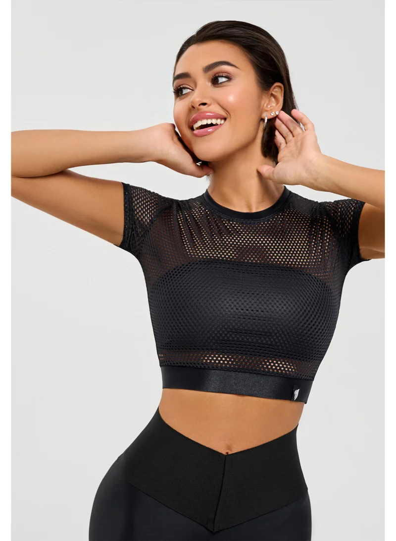 Bona Fide Mini Rash Fresh Black Bona Fide Workout Tops for Women - Short Sleeve Compression Top - Breathable Tight Crop Top for Gym, Running, Yoga for Women | Best Price UAE